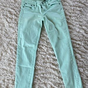 J Crew Seafoam Mint Green Skinny Ankle Jean 25